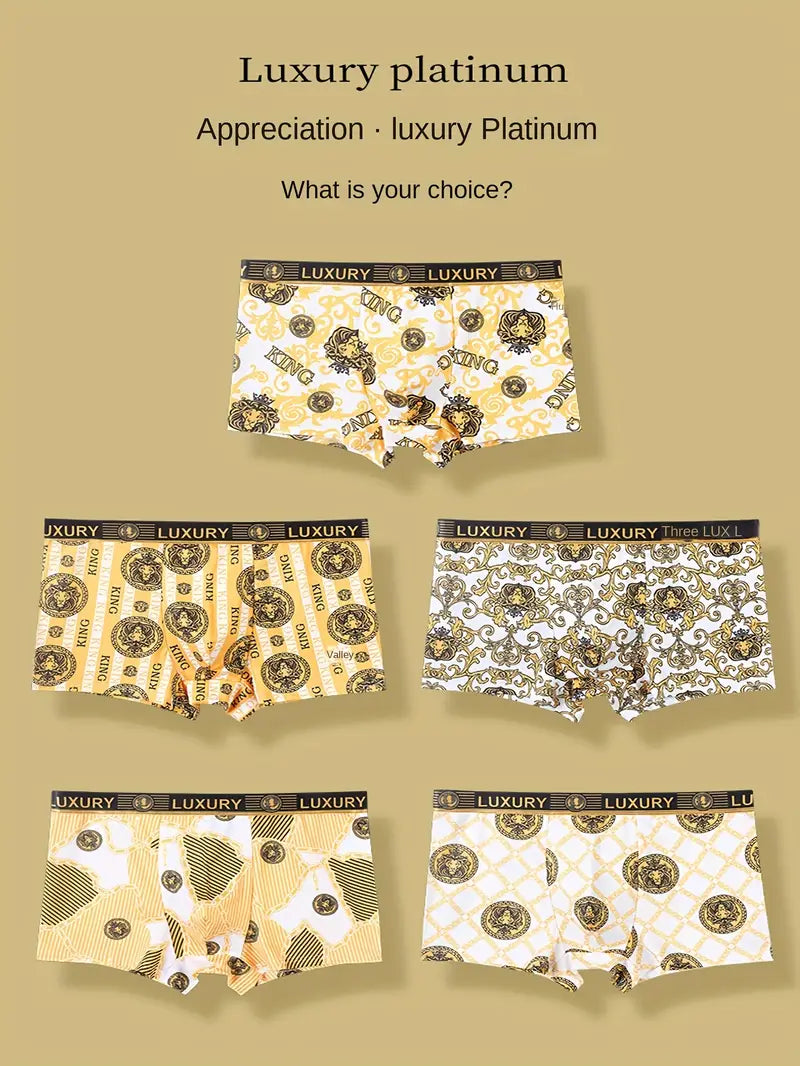 Men's Luxury Style Golden Design Antibacterial Underwear (Pack Of 4)