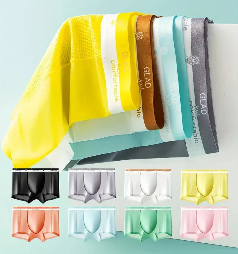 Men's Fashion Ice Silk Ultra-Thin Casual Boxer Briefs Shorts (Pack Of 4)