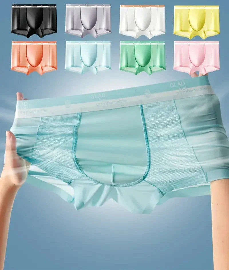 Men's Fashion Ice Silk Ultra-Thin Casual Boxer Briefs Shorts (Pack Of 4)