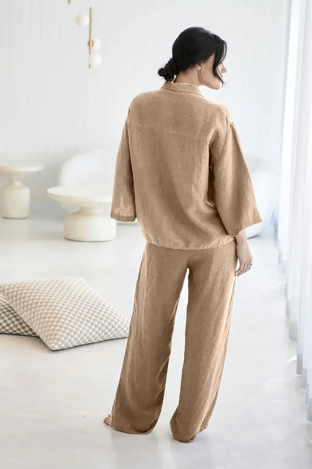 Women Chic Comfort Cotton-Linen Shirt And Trousers Co-ord Set