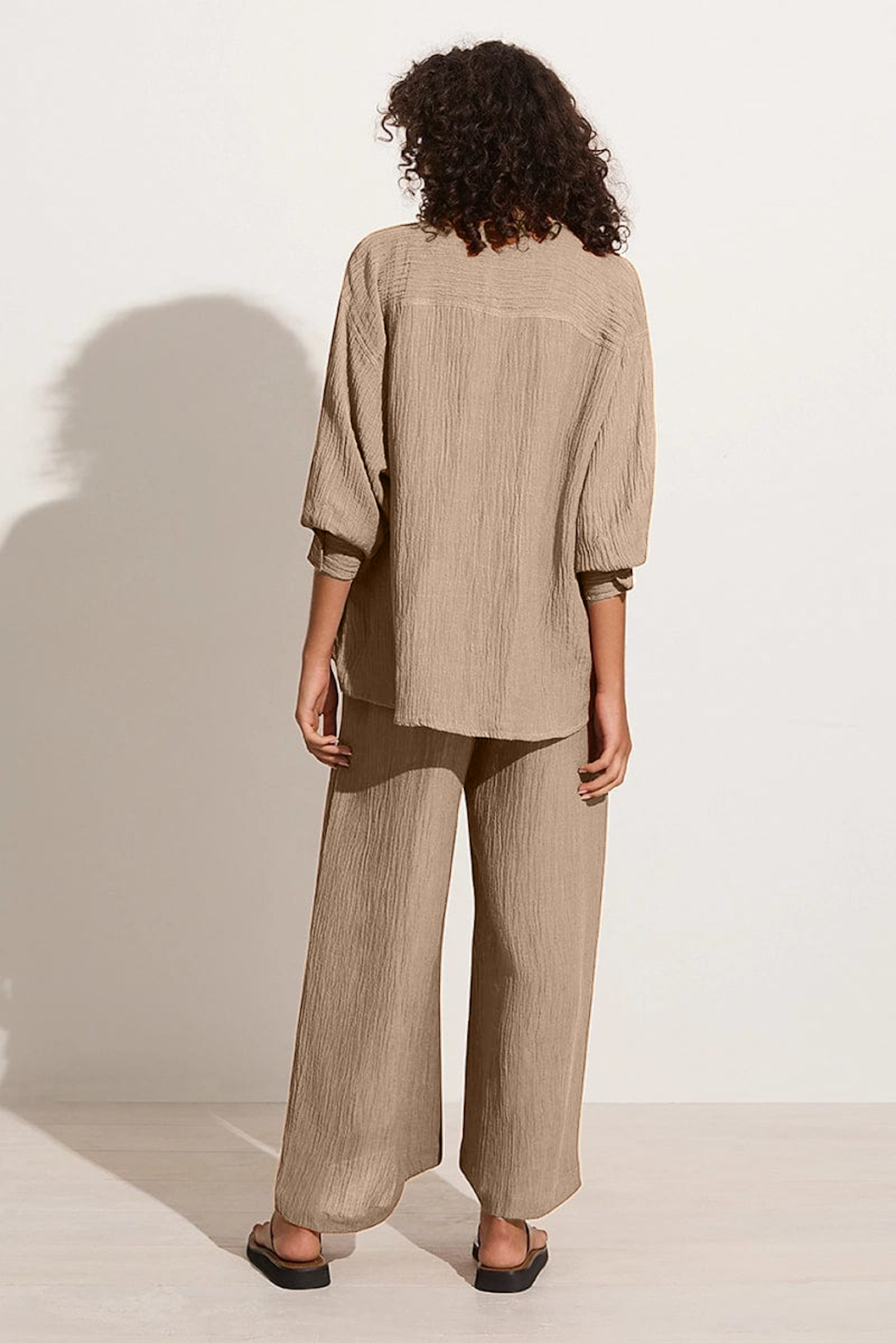 Women Chic Comfort Cotton-Linen Shirt And Trousers Co-ord Set