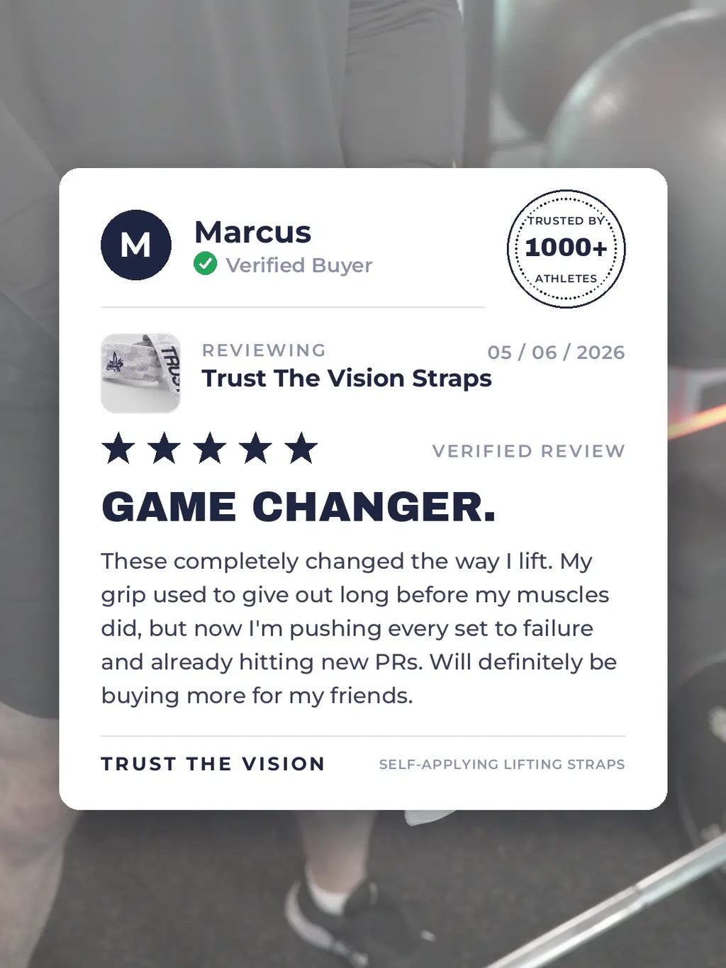 Trust the Vision | Self-Applying Gym Straps