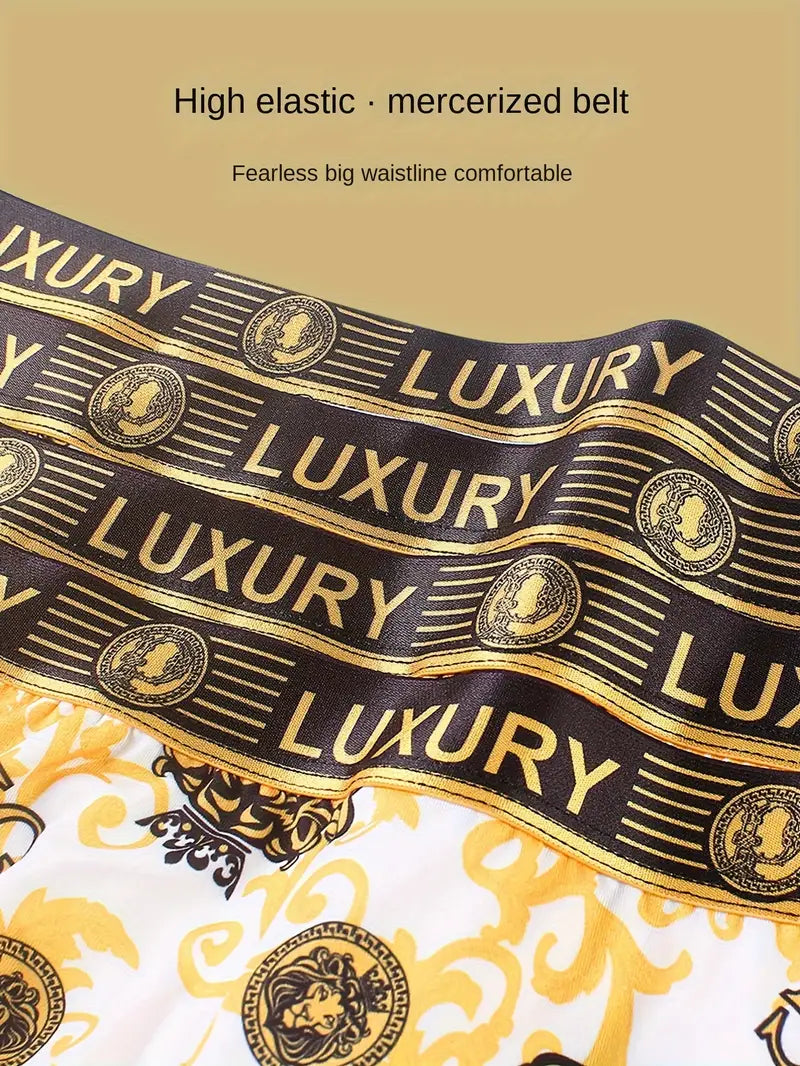 Men's Luxury Style Golden Design Antibacterial Underwear (Pack Of 4)