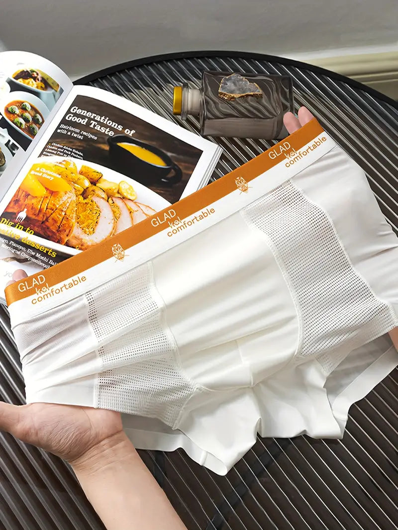 Men's Fashion Ice Silk Ultra-Thin Casual Boxer Briefs Shorts (Pack Of 4)