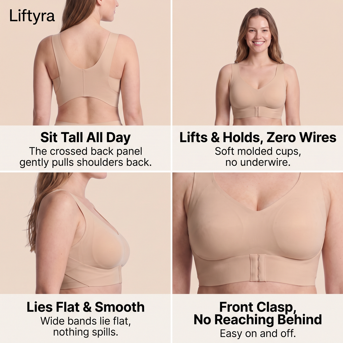 Cross-back posture support bra